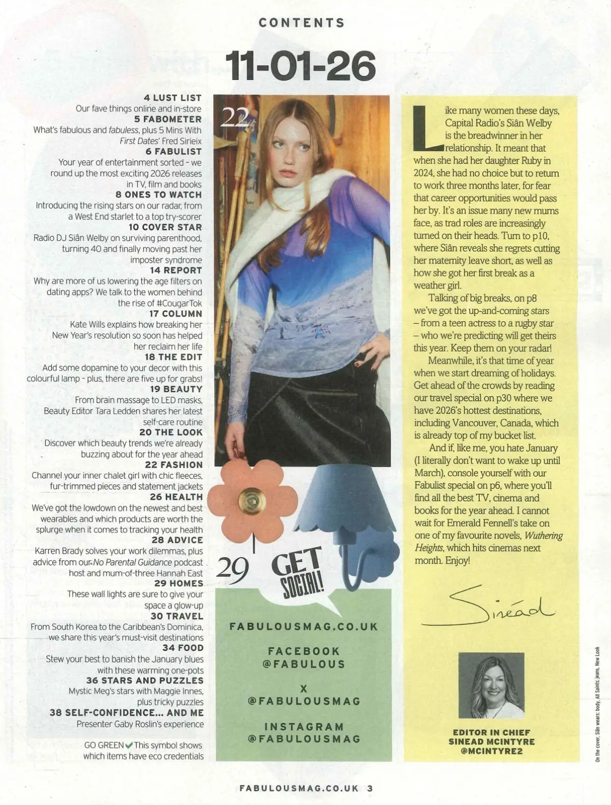 Fabulous Magazine: Sian Welby, Fred Sirieix, Gaby Roslin, Karren Brady, 11.1.26 - image 3 | Free standard UK delivery included | Discount Quality Products