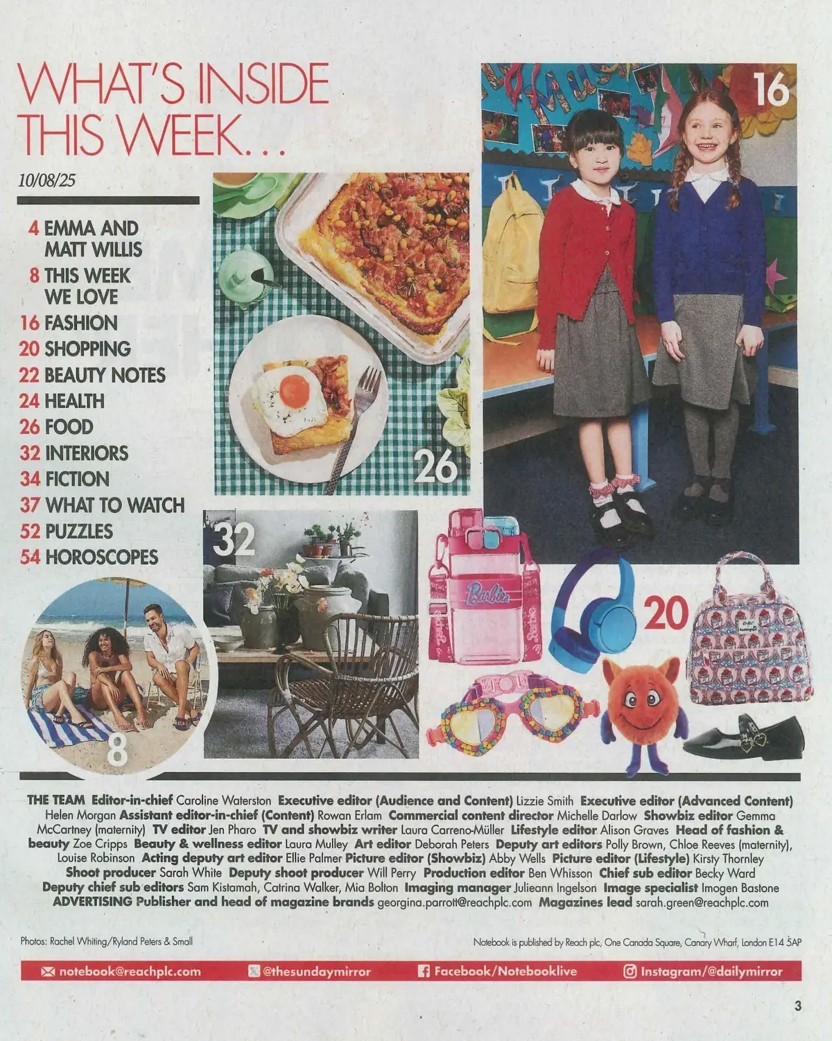 Sunday Mirror Notebook Magazine: Emma & Matt Willis, Summer Fashion, 10.8.25 - image 2 | Free standard UK delivery included | Discount Quality Products
