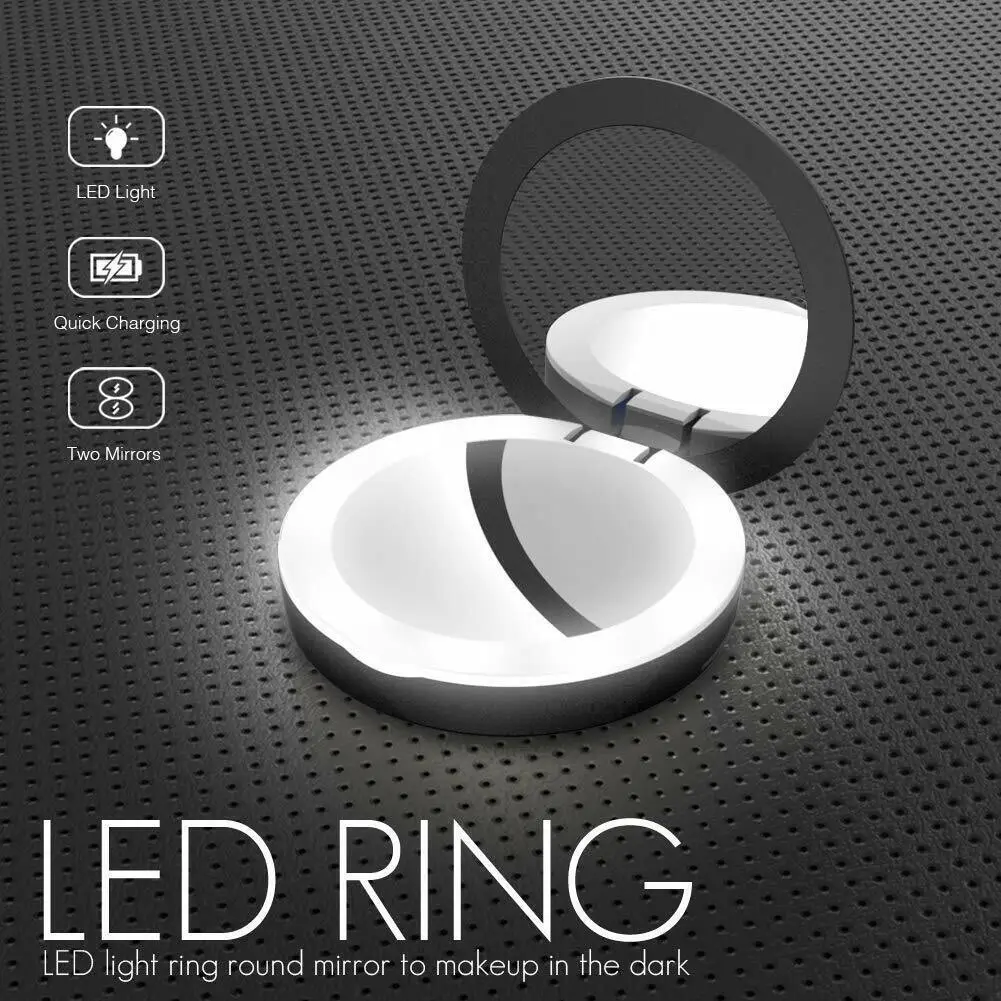 3000mAh Black Compact Mirror Portable USB Power Bank LED Light for iPhone Mobile - image 3 | Free standard UK delivery included | Discount Quality Products