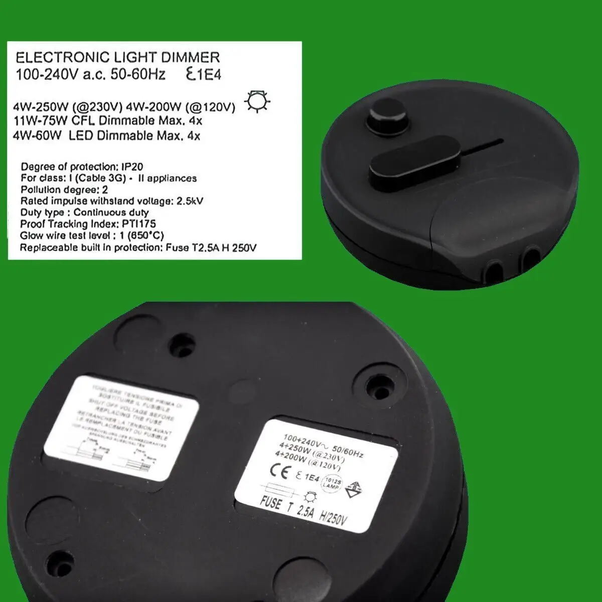 Universal Black In line Lamp Foot Dimmer Switch 4W-250W Incandescent LED CFL - image 2 | Free standard UK delivery included | Discount Quality Products