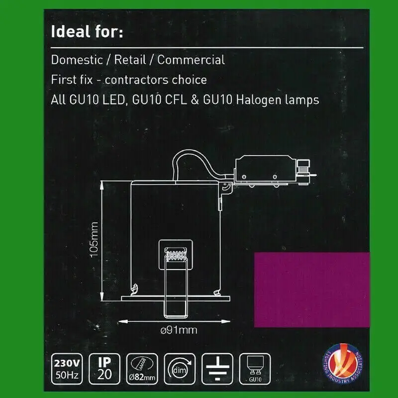 XL Barrel GU10 Fire Rated White Downlight Can Spotlight, Spring Clips, Incl Bulb - image 6 | Free standard UK delivery included | Discount Quality Products