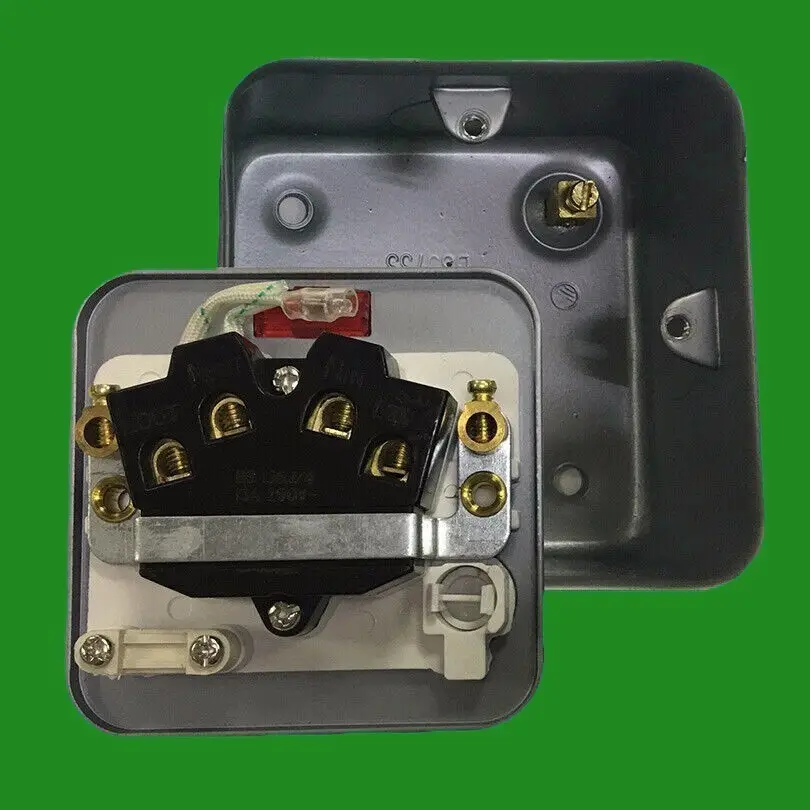4x 13a Metal Clad Fused Spur & Back Box, Earth Terminal 20mm Knock Outs Neon - image 2 | Free standard UK delivery included | Discount Quality Products