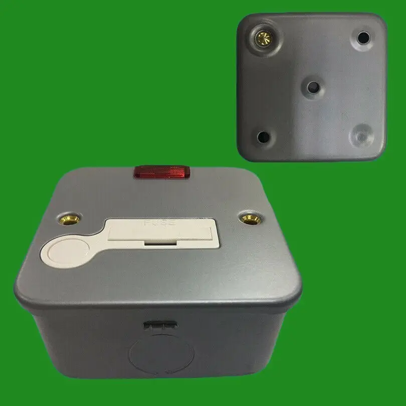 4x 13a Metal Clad Fused Spur & Back Box, Earth Terminal 20mm Knock Outs Neon - image 3 | Free standard UK delivery included | Discount Quality Products