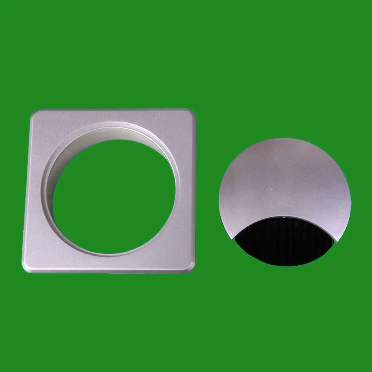 6x Silver Square 60mm Computer Desk Brush Grommet, Outlet Wire Hole Cover Cable - image 3 | Free standard UK delivery included | Discount Quality Products