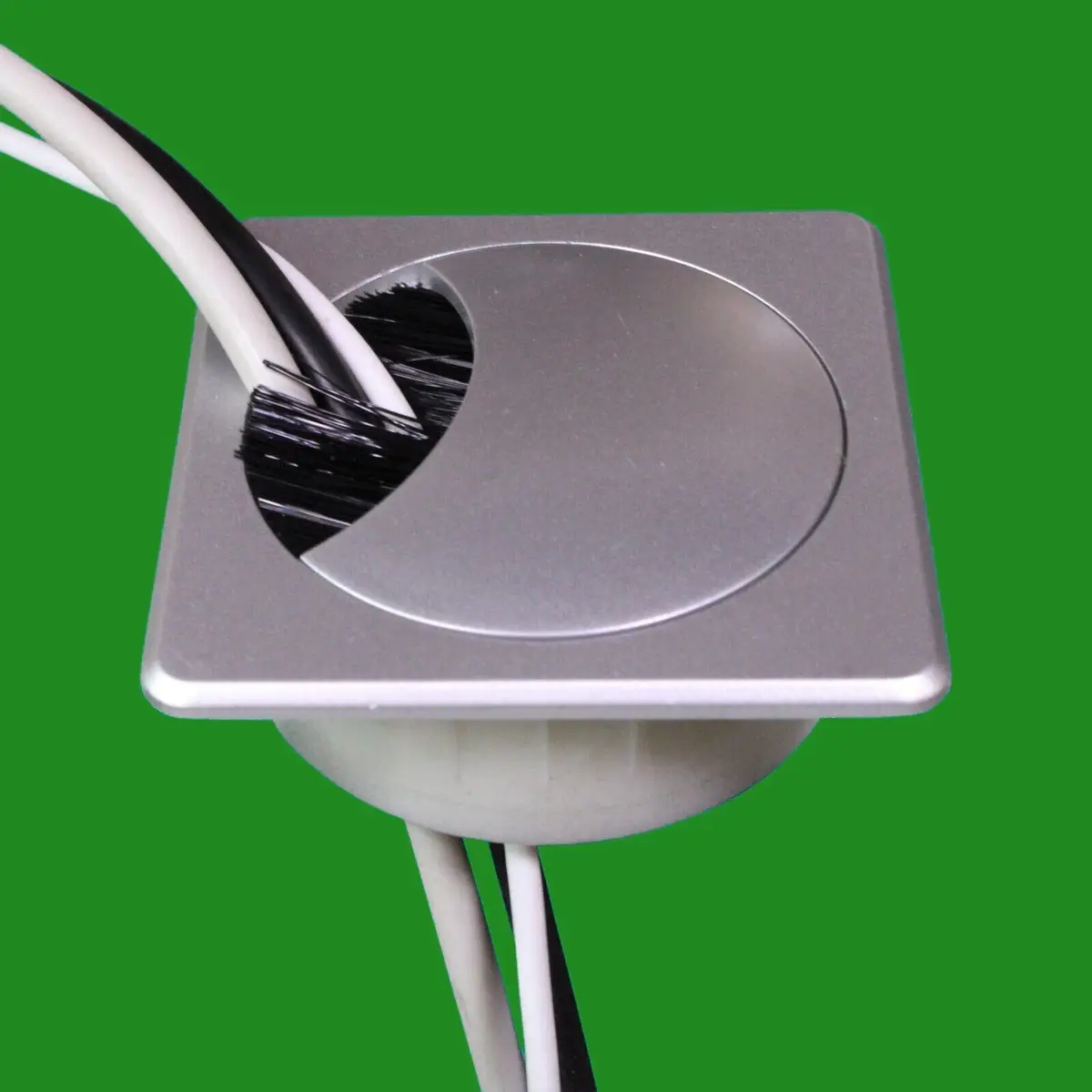 6x Silver Square 60mm Computer Desk Brush Grommet, Outlet Wire Hole Cover Cable - image 6 | Free standard UK delivery included | Discount Quality Products
