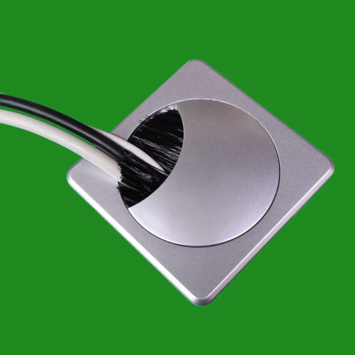 6x Silver Square 60mm Computer Desk Brush Grommet, Outlet Wire Hole Cover Cable - image 7 | Free standard UK delivery included | Discount Quality Products