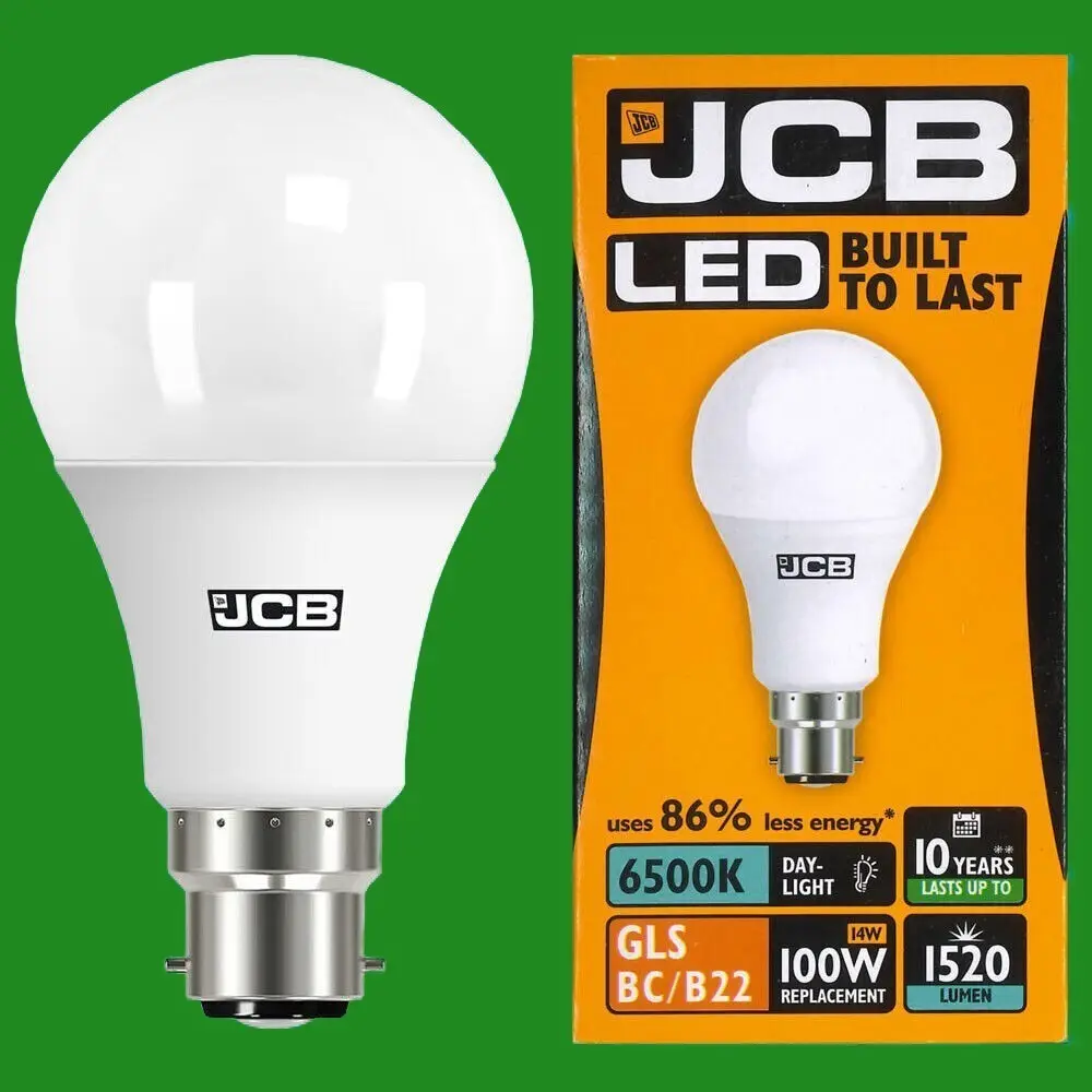 2x 14W (=100W) GLS BC B22 6500K Daylight White A60 LED Ultra Bright 1520Lm