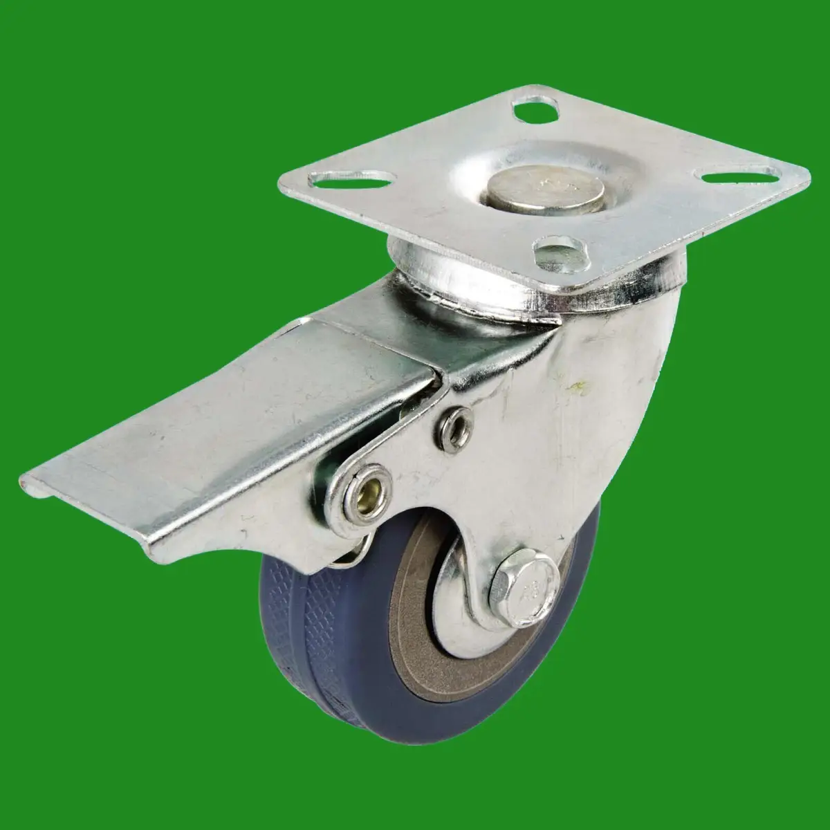 1x 50mm 360° Braked Swivel Rubber Castor Wheel, Heavy Duty, Trolley, Furniture