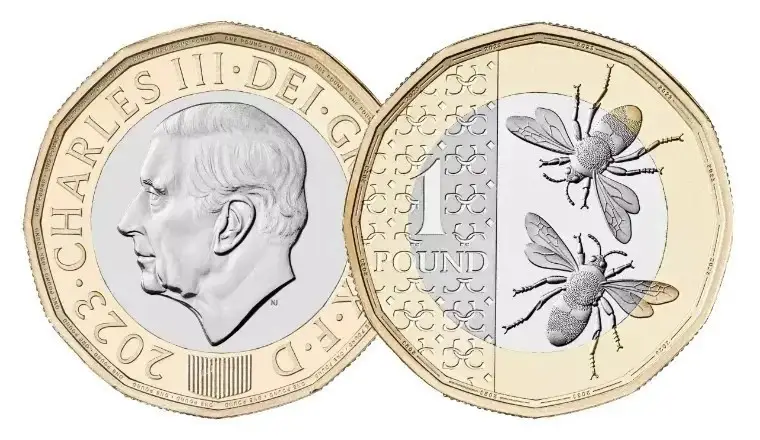 2023 UK King Charles III, Bees, £1 Circulated One Pound Coin, Rare Collectable