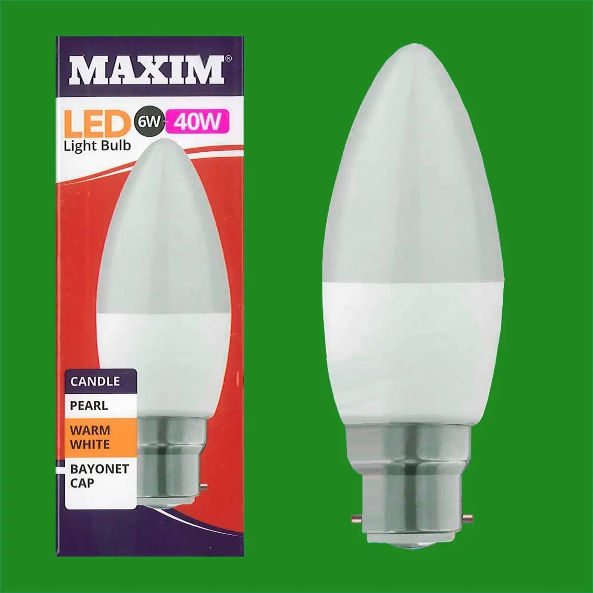 2x 6W (=40W) LED Pearl 2700K Warm White BC B22 Candle Light Bulb Lamp