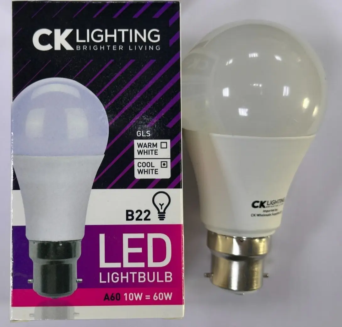 1x 10W (=60W ) CK GLS LED Light Bulb, Bayonet BC B22 6500K Daylight White Lamp