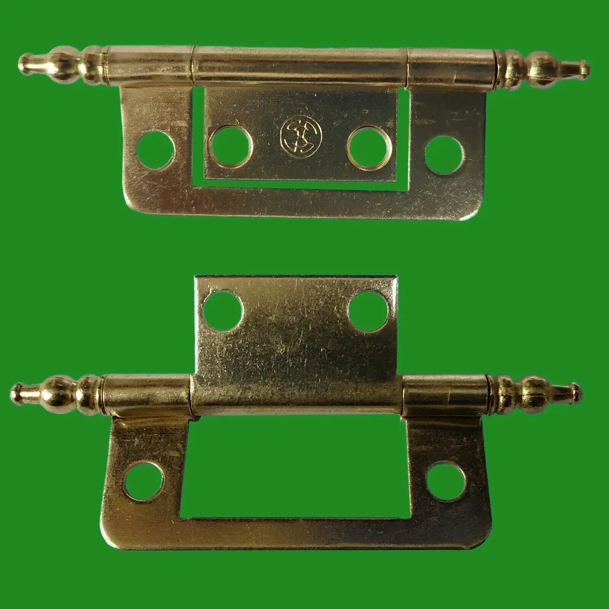 2x 2" 50mm x 24mm Semi Concealed Decorative Brass Plated Flush Hinge, Cabinet