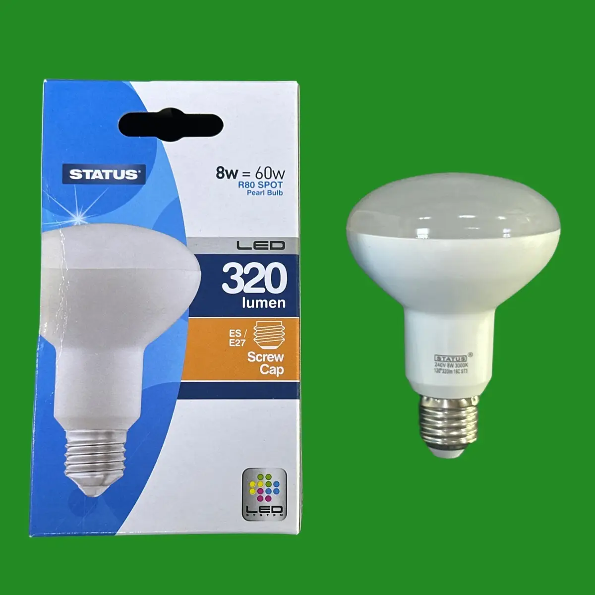 1x 8W (=60W) R80 LED Pearl Reflector Spot Light Bulb, Edison Screw ES E27 Lamp