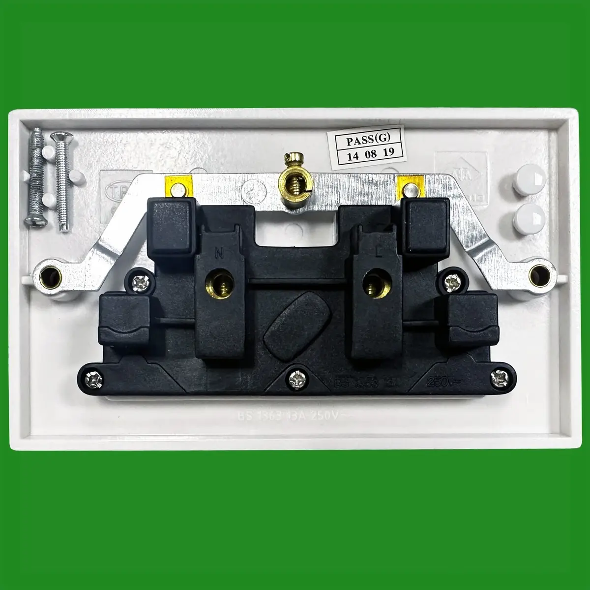 2 Gang, White Unswitched 13A Double Mains UK 3 pin Twin Wall Power Socket Outlet - image 2 | Free standard UK delivery included | Discount Quality Products