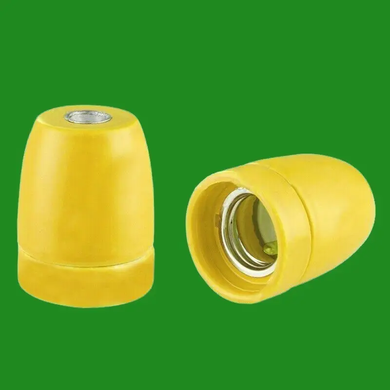 Yellow Glazed Ceramic Edison Screw E27 Light Bulb Holder ES Socket M10 Entry - Electric Fittings, Accessories | Free standard UK delivery included | Discount Quality Products