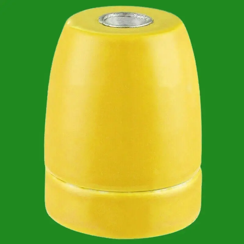 Yellow Glazed Ceramic Edison Screw E27 Light Bulb Holder ES Socket M10 Entry - image 2 | Free standard UK delivery included | Discount Quality Products