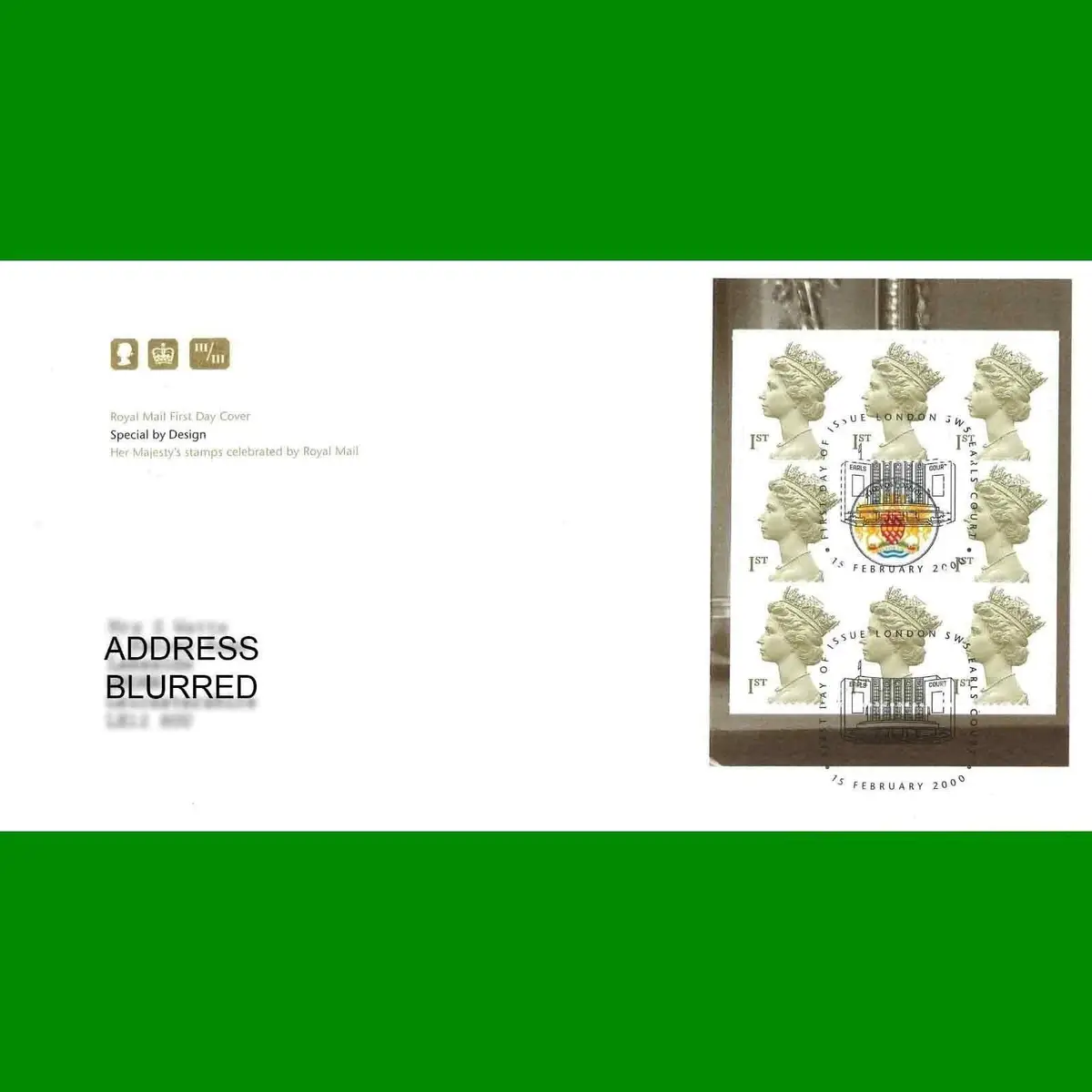 FDC Special by Design Queen Elizabeth Stamp Royal Mail First Day Cover 15.2.2000