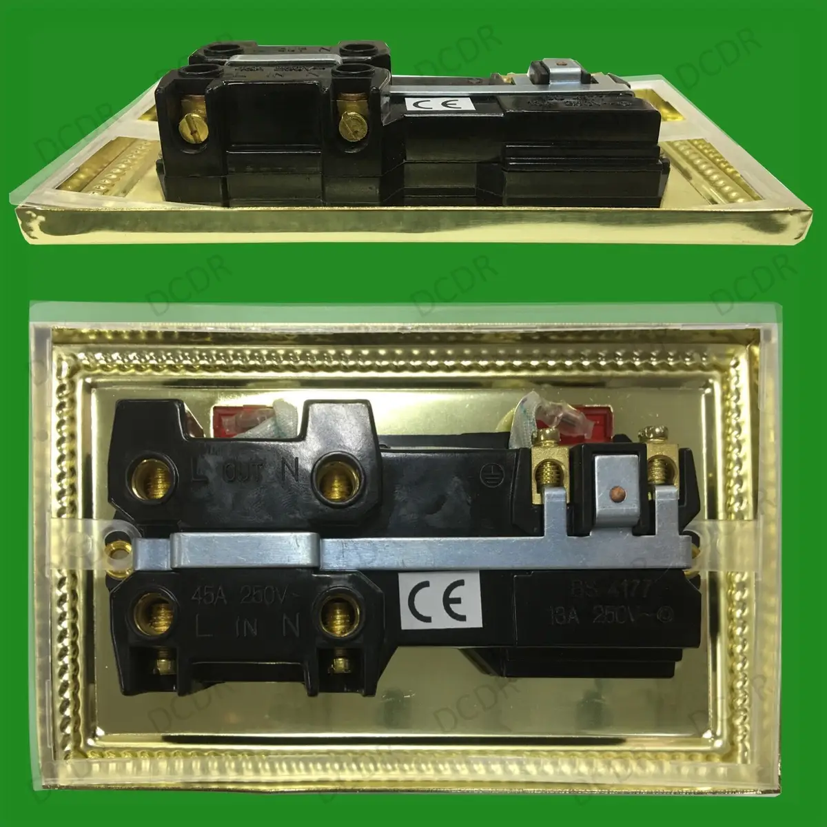 2 Gang, Georgian Brass, 13A UK 3 Pin Mains Socket, 45A Cooker Control Switch - image 2 | Free standard UK delivery included | Discount Quality Products