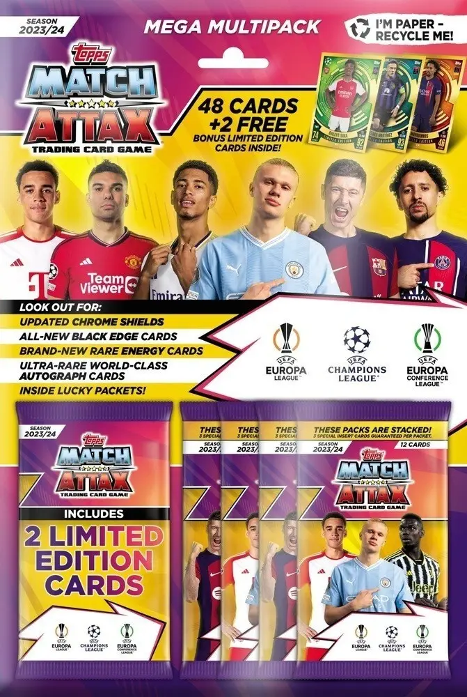 Match Attax Football Soccer UEFA League 2024 Trading Card Game Mega Multipack