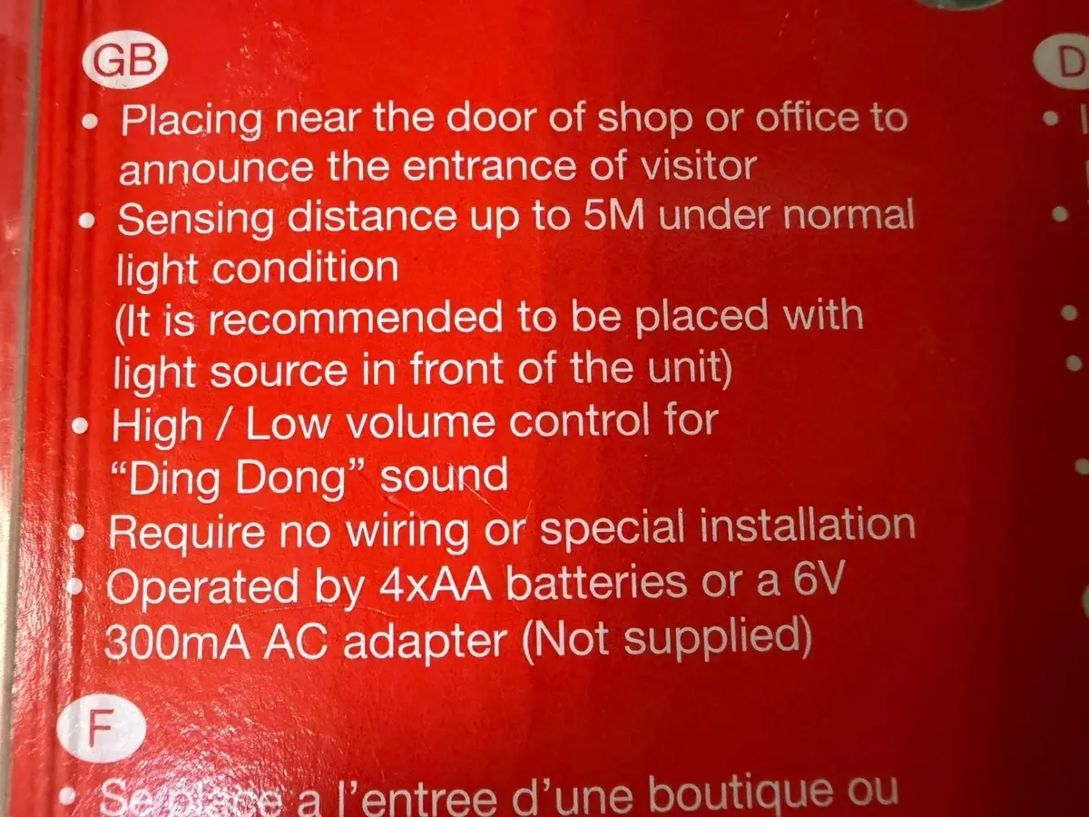 Visitor Security Door Entry Chime Motion Sensor, Automatic 'Ding Dong' Melody - image 6 | Free standard UK delivery included | Discount Quality Products