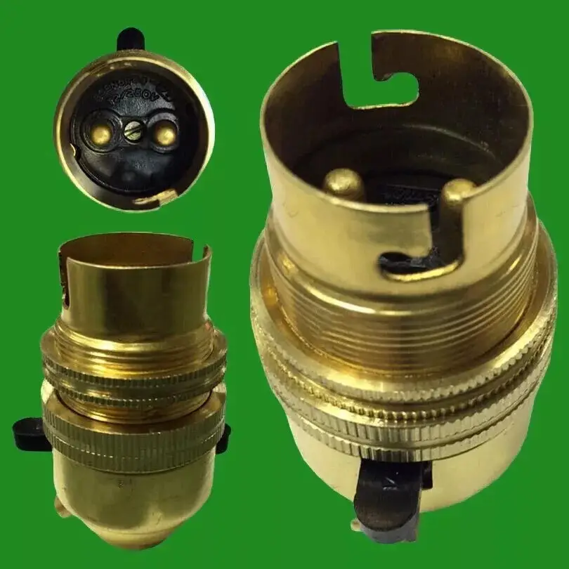 4x Bayonet Socket BC B22 Brass 1/2" Entry Bulb Holder Switch &amp; Shade Collar