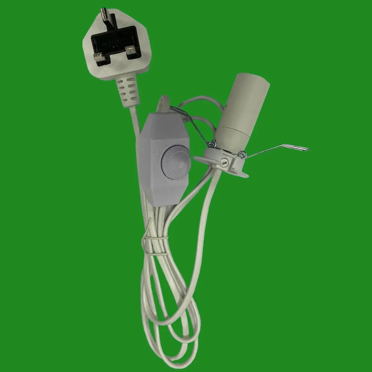 25x E14 White UK Plug Light Bulb Holder Inline Dimmer Switch Desk Table Lamp