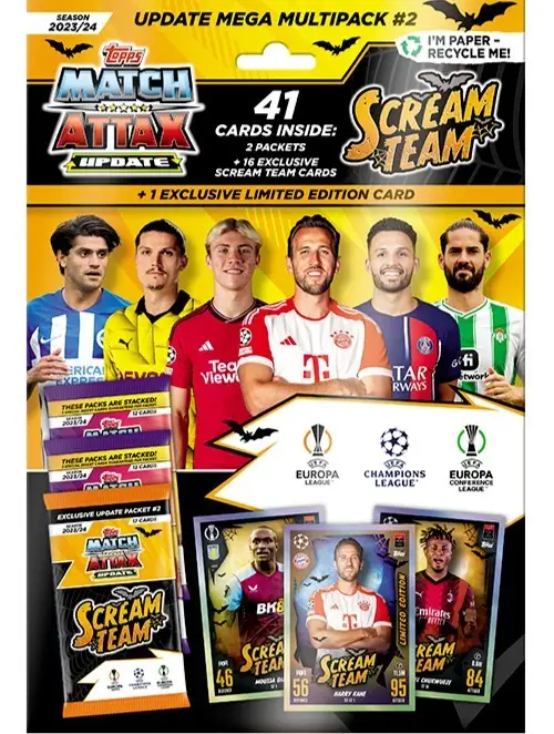 Match Attax, Football, Soccer, UEFA League 2024 Cards, Update Mega Multipack #2