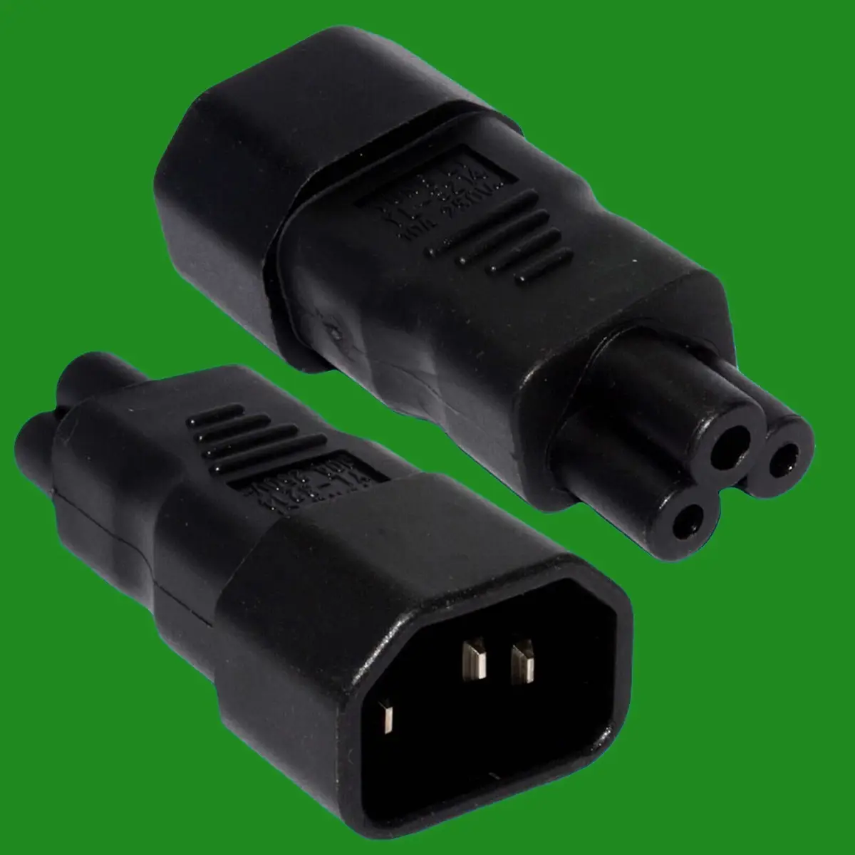 1x 3 Pin IEC Socket C14 to Cloverleaf Plug C5 Adapter Converter Black