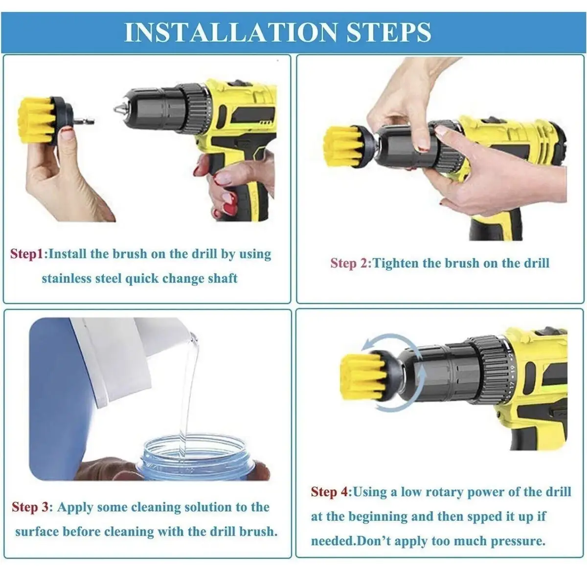 5x Electric Drill Cleaning Brush Grout Power Scrub Cleaner Kitchen Bath Car Tile - image 3 | Free standard UK delivery included | Discount Quality Products