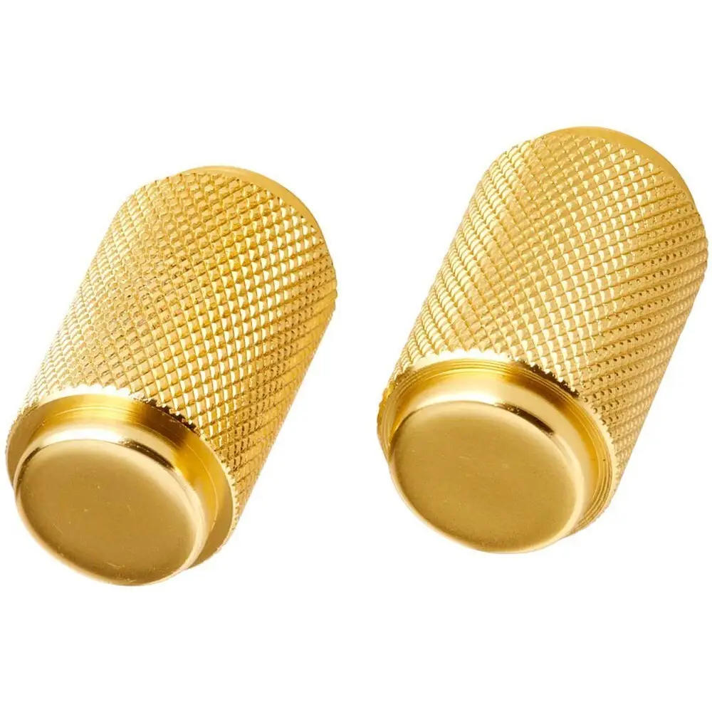 2x 18mm Lux Knurled Brass Cabinet Cupboard Wardrobe Drawer Kitchen Door Knobs