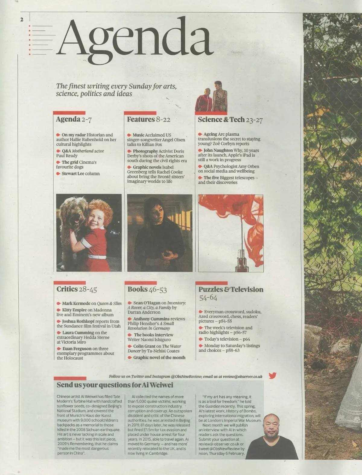 Observer New Review Newspaper Supplement, Piers Morgan, Angel Olsen 2.2.20 - image 2 | Free standard UK delivery included | Discount Quality Products