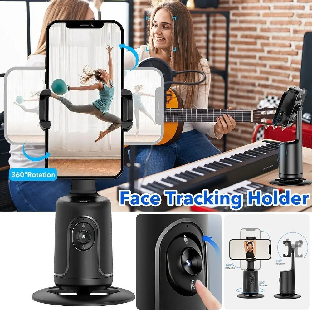 360° Rotation Tripod Phone Holder Auto Face Tracking Shooting Selfie Stick Mount