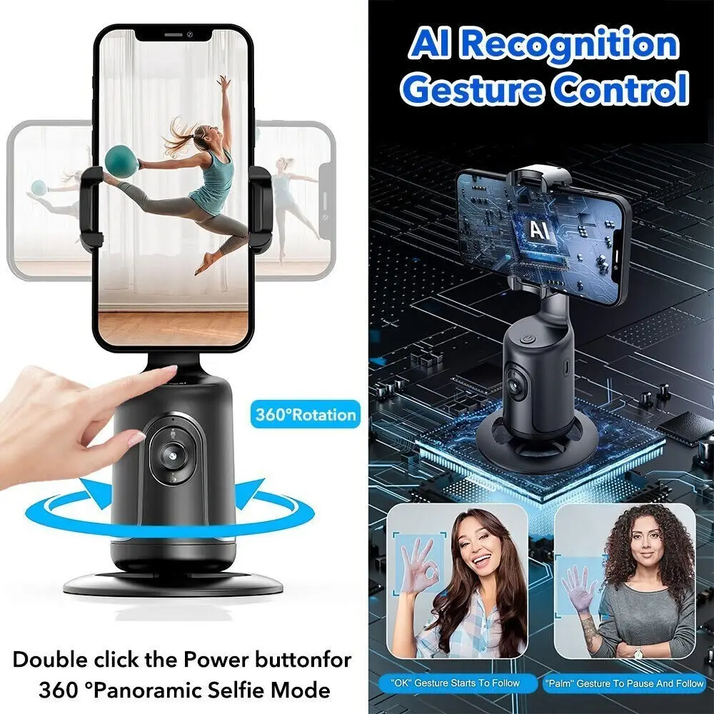 360° Rotation Tripod Phone Holder Auto Face Tracking Shooting Selfie Stick Mount - image 4 | Free standard UK delivery included | Discount Quality Products