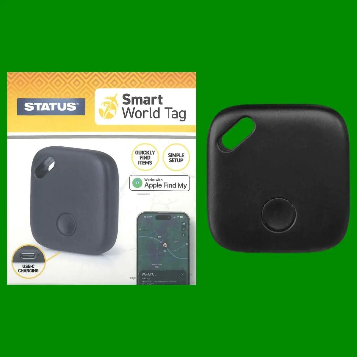 1x Smart World Tag Bluetooth GPS Tracker Rechargeable, Apple Find My (iOS Only)