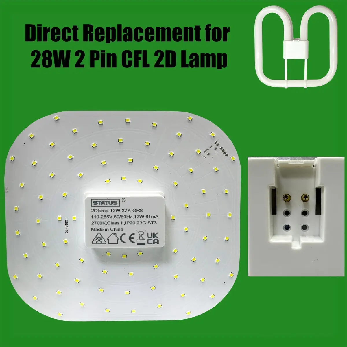 1x 12W (=28W Replacement) LED GR8 2 pin 2700K Warm White 2D Light Bulb Double D - image 2 | Free standard UK delivery included | Discount Quality Products