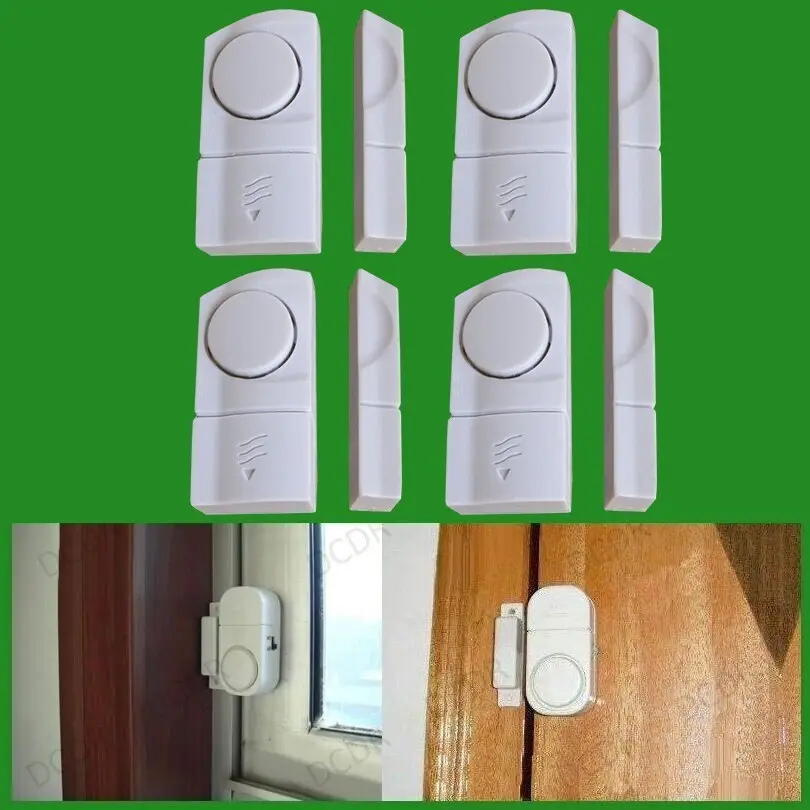 4x Wireless Door &amp; Window Entry Alarm Set, Home Office, Burglary Security Sensor