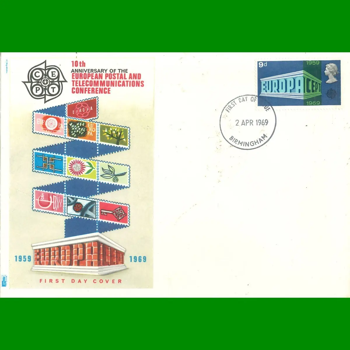 FDC 10th Anniversary C.E.P.T. Commemorative First Day Cover Stamp, 2.4.1969