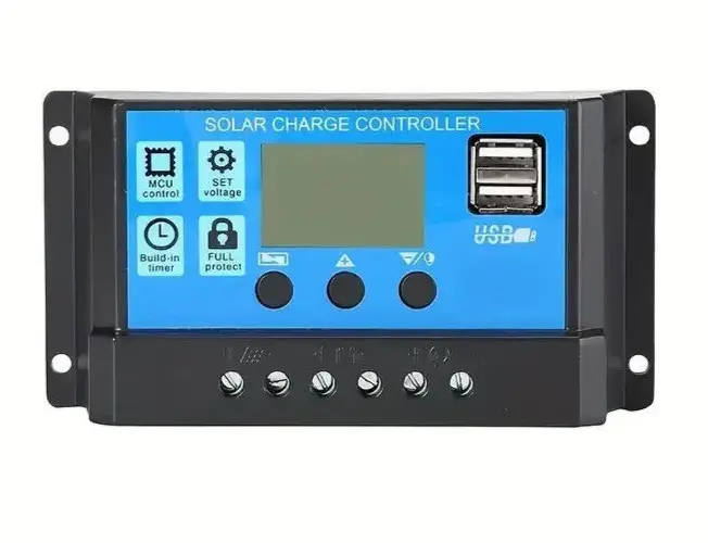 30A Solar Panel Battery Charge Controller 12V 24V, Dual USB Port, LCD Display