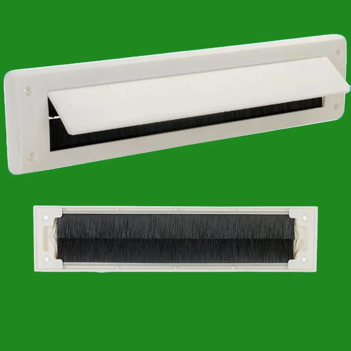 6x White PVC Door Letter Box Draught Excluder Brush Seal 338 x 78 mm, With Flap