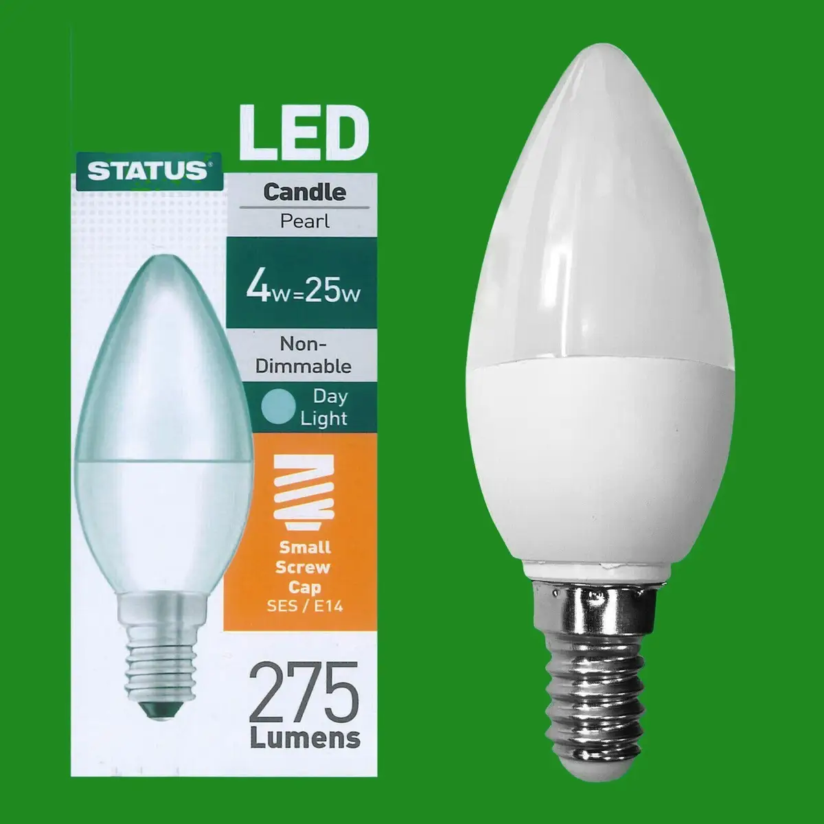 8x 4W (=25W) LED Candle Pearl Day Light 6500k SES E14 Small Edison Screw Bulb