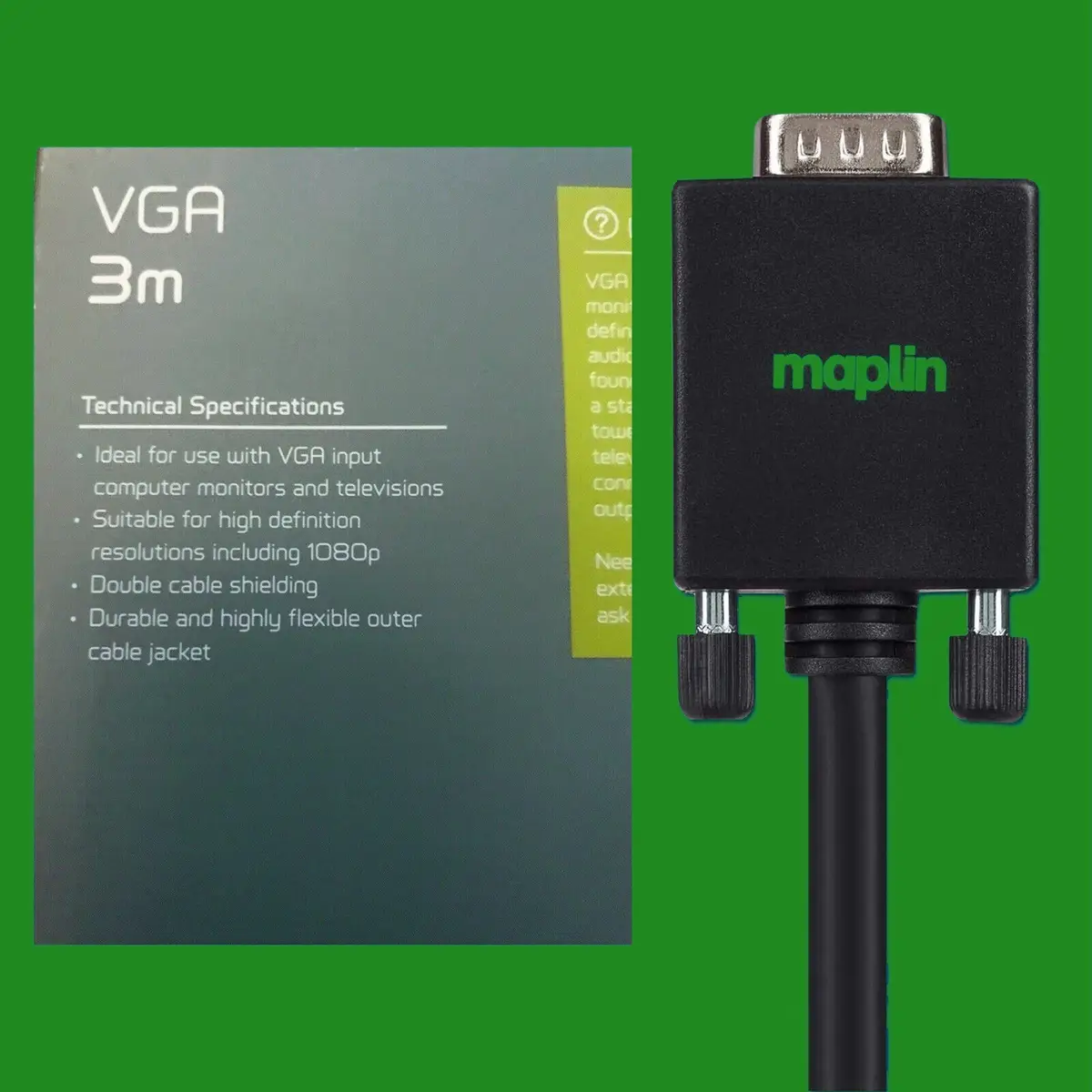 3M Maplin VGA Cable High Definition Picture, 1080p Resolution For PC Monitor - image 4 | Free standard UK delivery included | Discount Quality Products