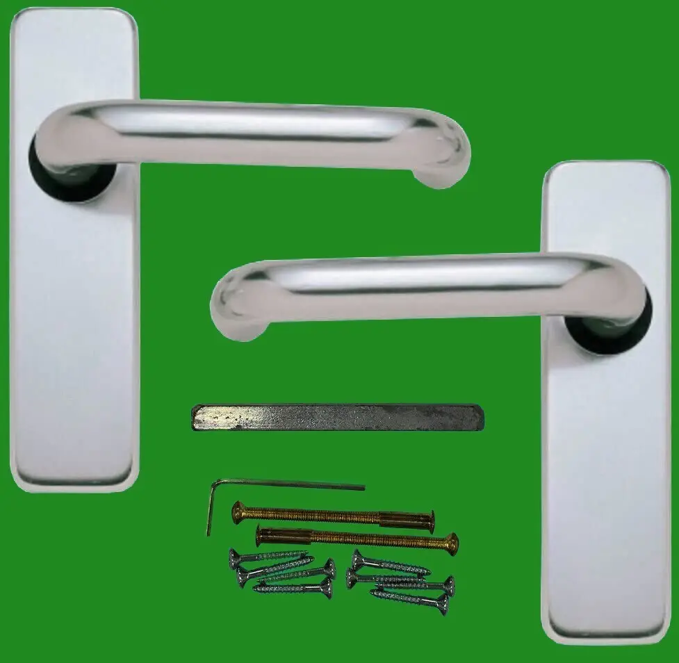 FRELAN Satin Aluminium Anodised Round Bar Lever Latch Door Handle Set &amp; Spindle