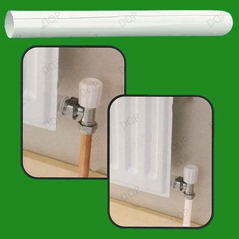 8x 15mm White Plastic Radiator Pipe Sleeve Covers, Easy Fit, 200mm Cut To Size
