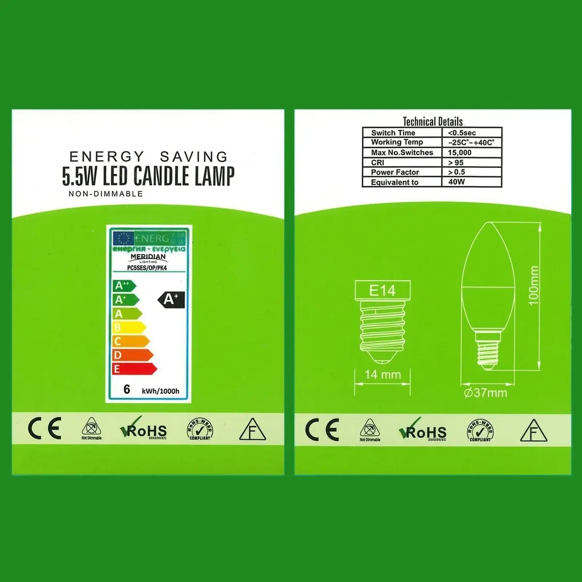 20x 5.5W (=40W) Opal LED Candle Edison SES E14 Warm White 3000K, Light Bulb Lamp - image 3 | Free standard UK delivery included | Discount Quality Products