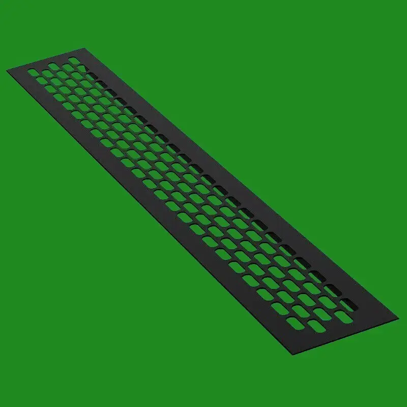 Black Aluminium Rectangular Air Vent Outlet 484 x 60mm Ducting Ventilation Cover