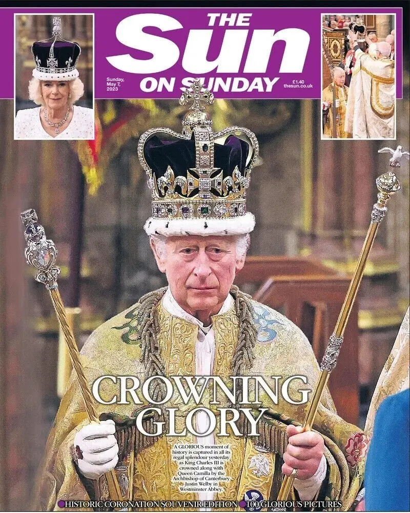 The Sun on Sunday Newspaper King Charles III Coronation Royal Souvenir, 7.5.23 - Free standard UK delivery included | Discount Quality Products