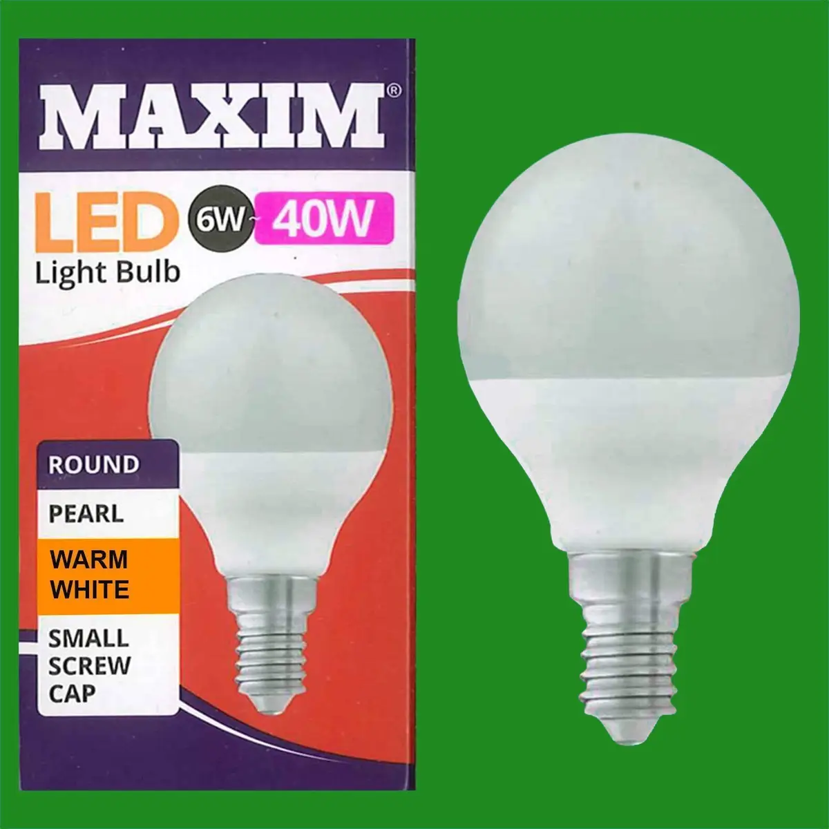10x 6W G45 Golf Ball LED Light Bulb, Round E14 SES 2700K Warm White Lamp