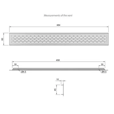 Silver Aluminum  Rectangular Air Vent Grill 484 x 60mm, Ventilation Cover - image 2 | Free standard UK delivery included | Discount Quality Products