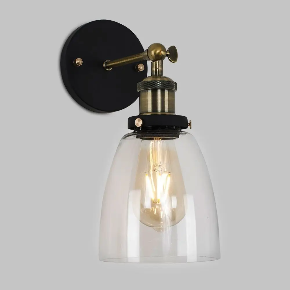 Vintage Industrial Antique Brass Wall Light Bulb & Glass Shade Steampunk Lamp - image 2 | Free standard UK delivery included | Discount Quality Products