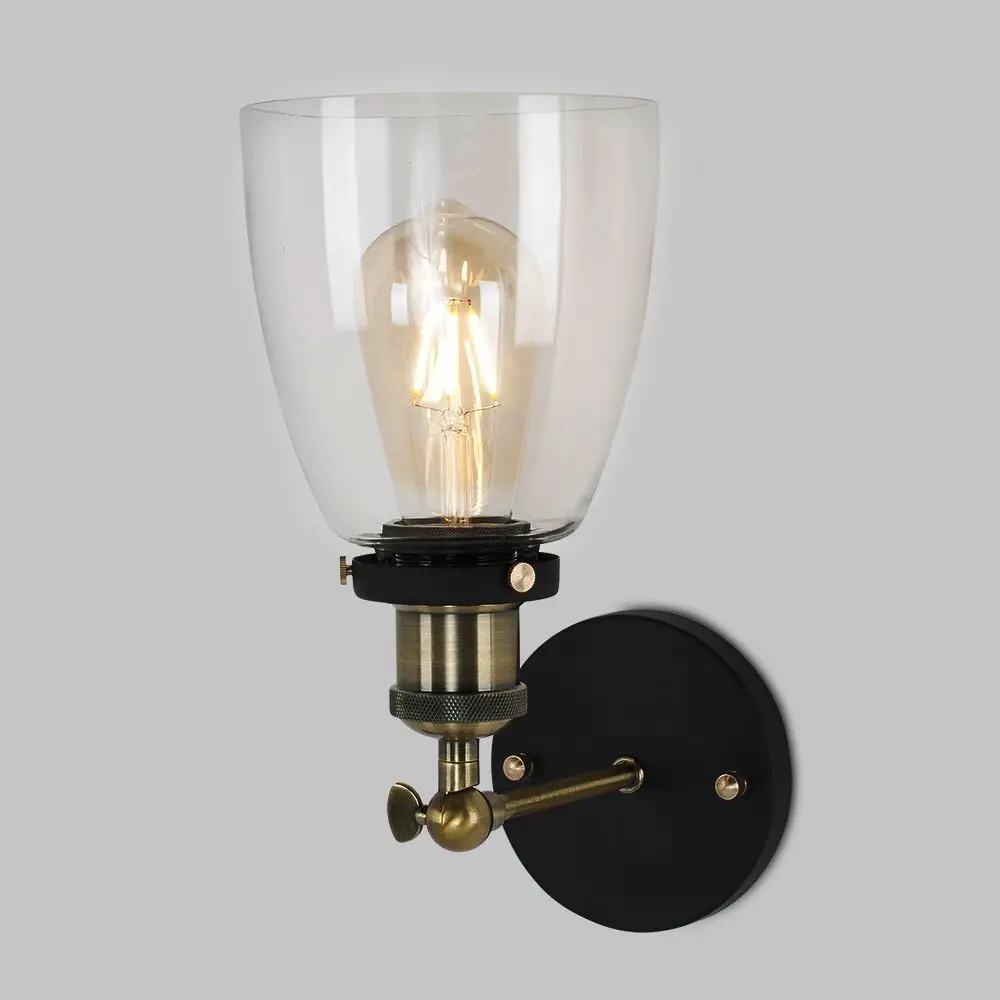 Vintage Industrial Antique Brass Wall Light Bulb & Glass Shade Steampunk Lamp - image 3 | Free standard UK delivery included | Discount Quality Products